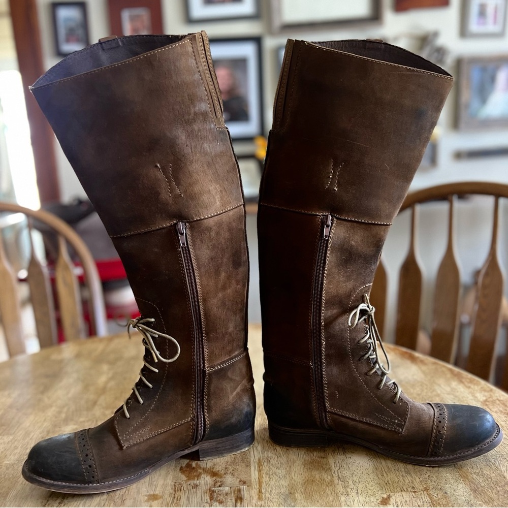 Jeffrey Campbell Ride’m Tall Leather Knee-High Boots Laces - Picture 4 of 15